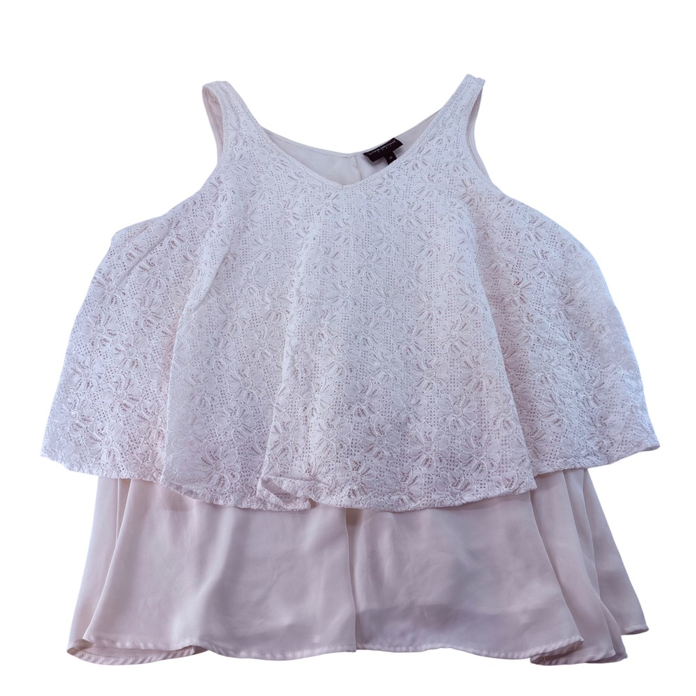 Lane Bryant Ivory Floral Lace Tiered Overlay VNeck Sleeveles Blouse Plus Size 20
